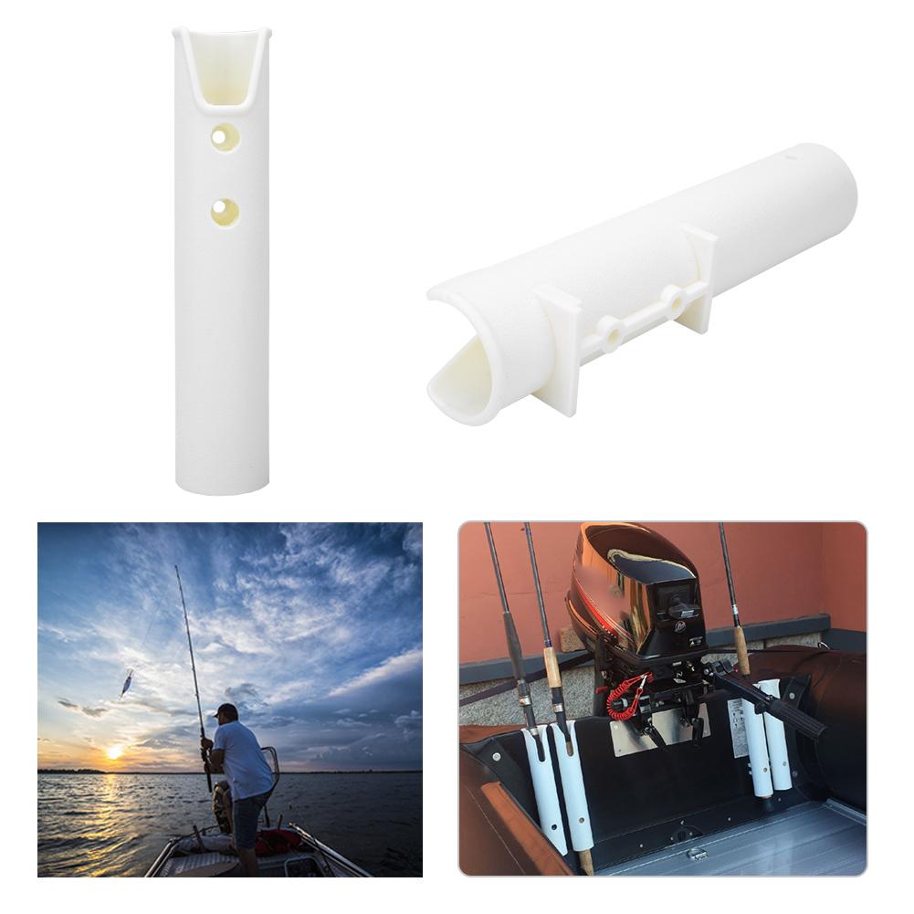 Plastic Fishing Rod Single Hole Bracket Holder Straight Side Mount Accessory White