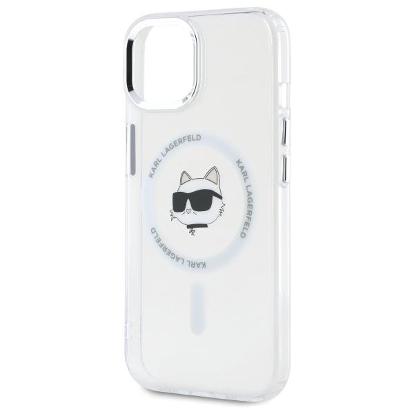 Karl Lagerfeld Klhmp15Shlschh Iphone 15  6.1 Biały/White Hardcase Iml Metal Choupette Head Magsafe
