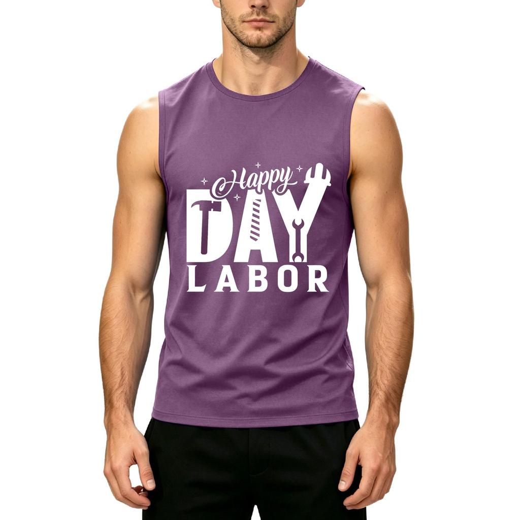 Men's Sleeveless Casual Tank Top Labor Day Graphic Print Lightweight Soft Fabric Summer Shirt