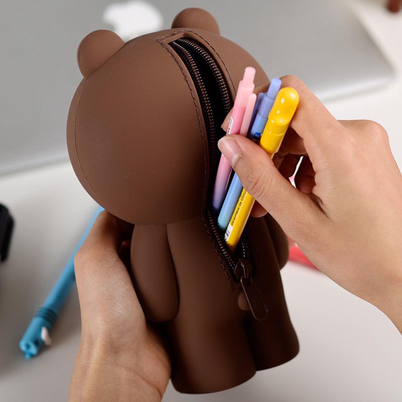 Cartoon Silicone Pencil Case Pencil Bags Lindo Oso Pardo Conejo 3D ...