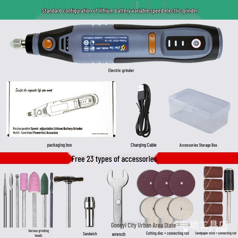 Rechargeable Variable Speed Electric Grinder: Lithium Battery Polisher & Engraving Tool