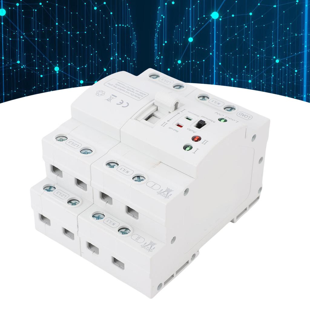   ATS Automatic Manual Transfer   4P 80A Home Generator 3PH Dual Auto Electrical Selector   DIN Rail Mount Super Thin Mains Supply Type