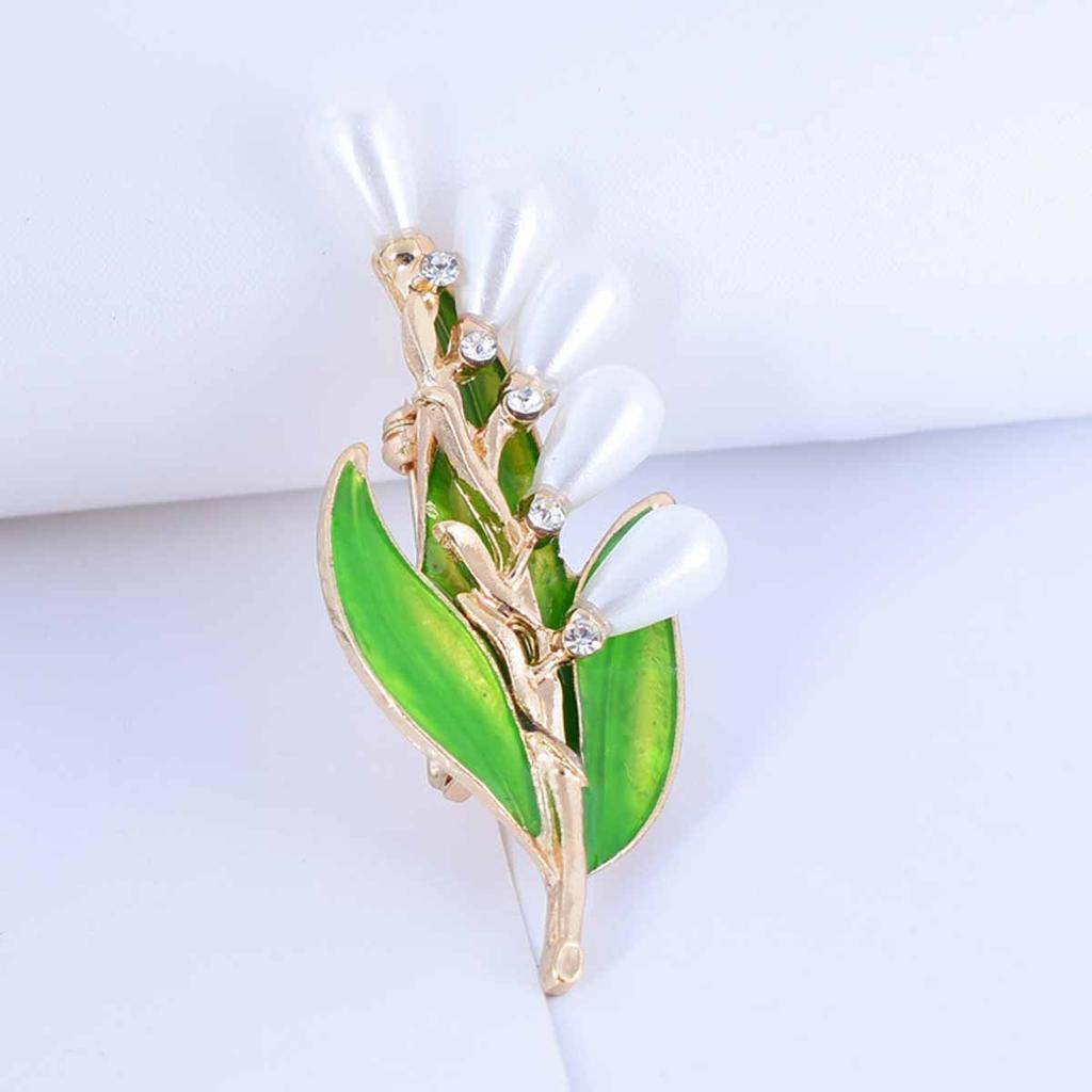 Emaille Perlenblatt Brosche, Damen High-End Schmuck, Vielseitige Accessoires für Anzüge und Kleider