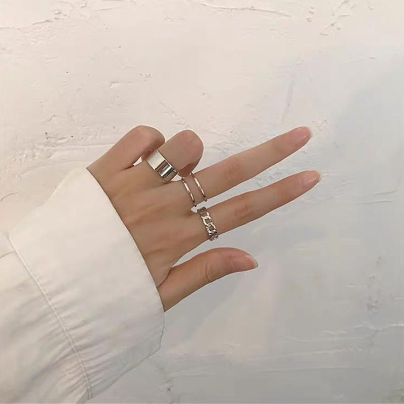 3 stk Hip-Hop Japansk Stil Åpen Justerbar Legering Pekefingerring For Kvinner Menn Personlighet Kul Punkring Smykker