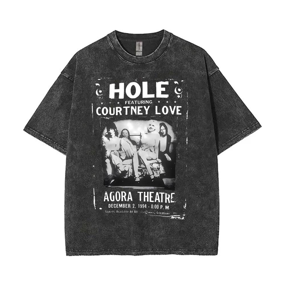 Limited Hole Courtney Love Vintage Gewaschene T-Shirts Herren Damen Alternative Grunge Rockband T-Shirt Übergroße T-Shirts Streetwear