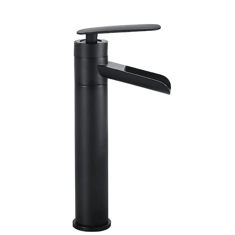 Antique Basin Faucets Waterfall Faucet Bathroom Black Sink Taps Single Lever Hot and Cold Water Mixer Taps Black White