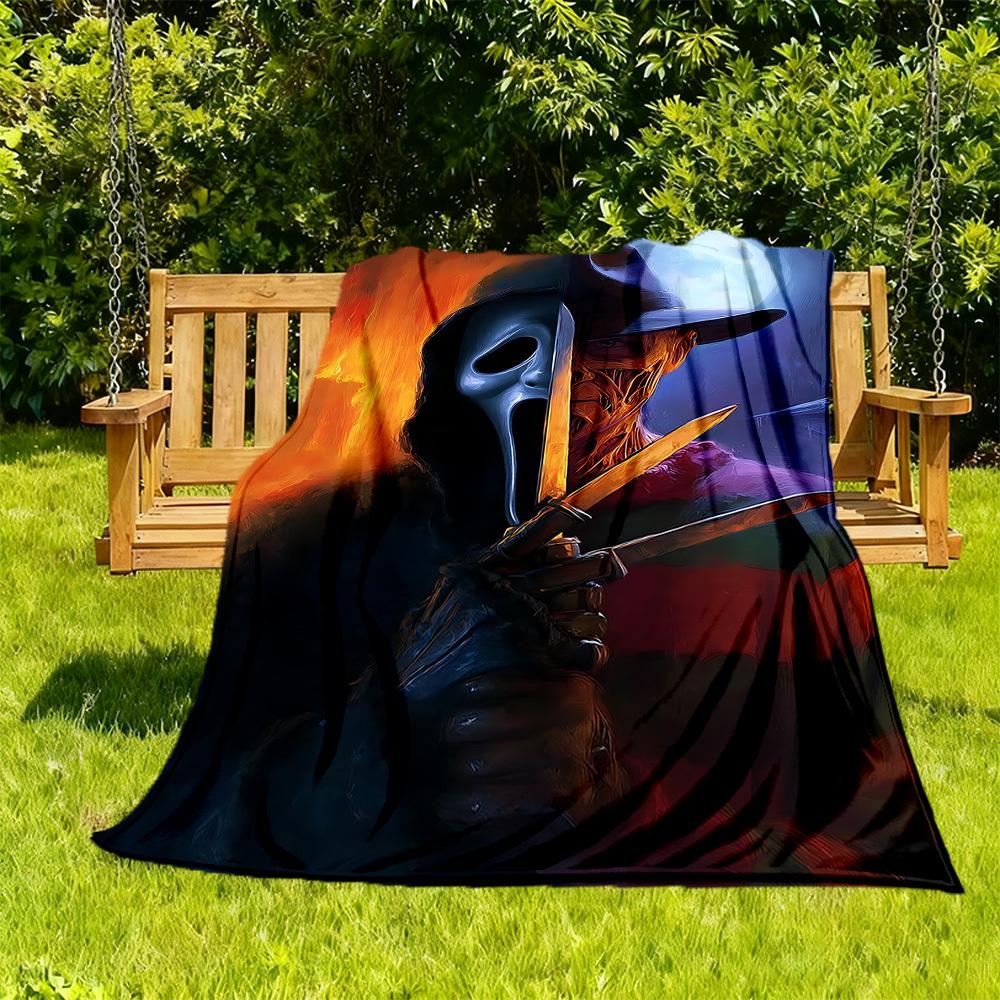 1 Stück Ghostface Messer Outdoor-Decke Leichtes Flanell, Weich & Warm, Ganzjahresnutzung für Sofa, Outdoor, Camping, Wohnzimmer, Büro, Stuhl
