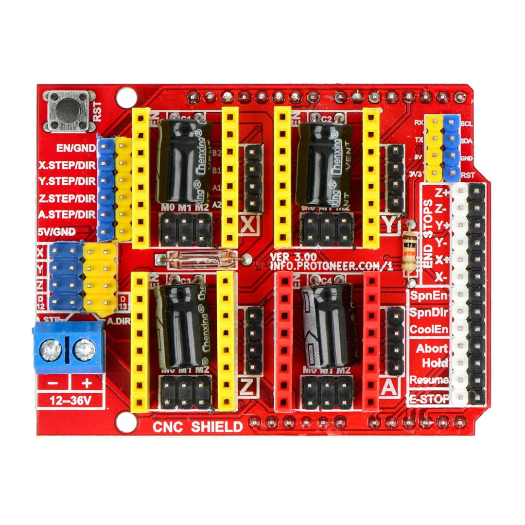 

Rosfix Moduł CNC V3 Shield do Arduino Uno – Precyzyjne Sterowanie Maszynami CNC | Zintegrowane Sterowniki A4988 | Łatwy Montaż