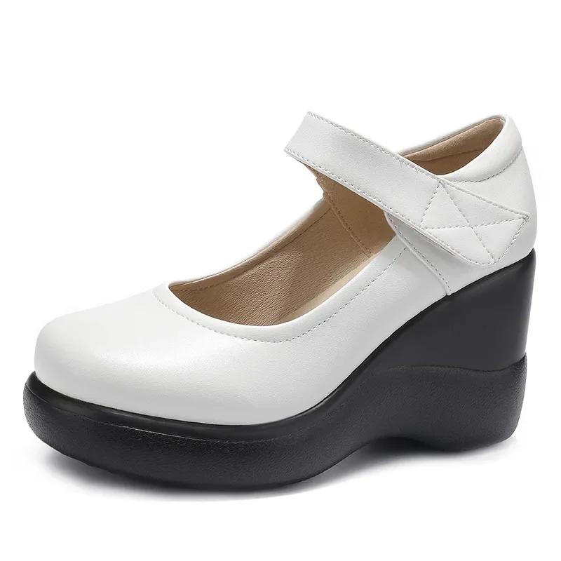 

8.5cm Small Size 32-43 Fashion Shallow Platform Wedges Shoes Women Mary Janes 2025 Fall High Heels Pumps for Office Mode Mom 32