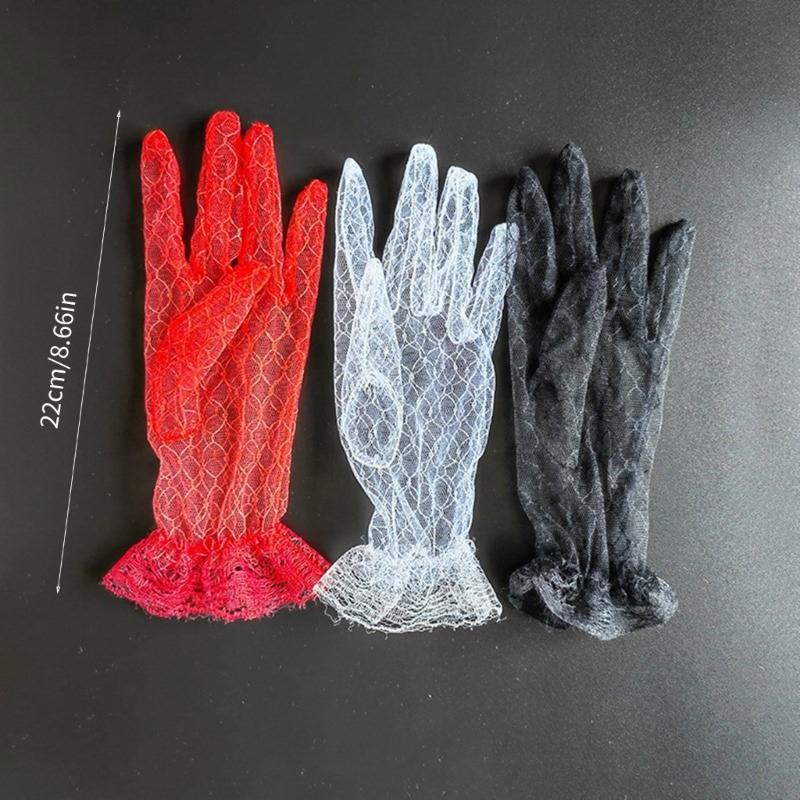 Flapper Lace Gloves 1920s Short Gloves for Concert Costume Accessories