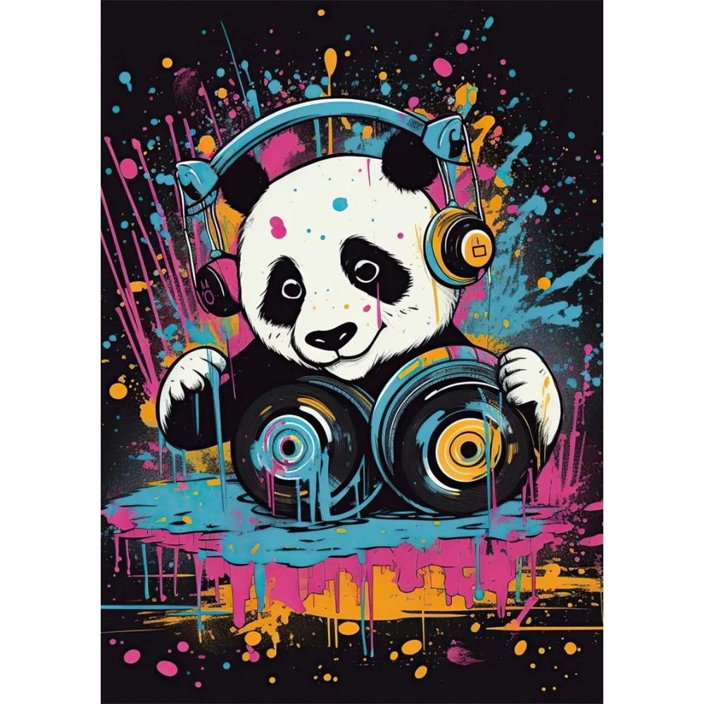 Pop Art Colorful Neon Animals DJ Music Poster Aesthetic Capybara Cat Dog Panda Rabbit Canvas Print Wall Art Mural Room Decor