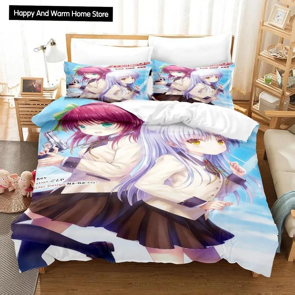 3D Print Anime Angel Beats Bedding Set Duvet Cover Bed Set Quilt Cover Pillowcase Comforter king Queen Size Boys Adult Bedding