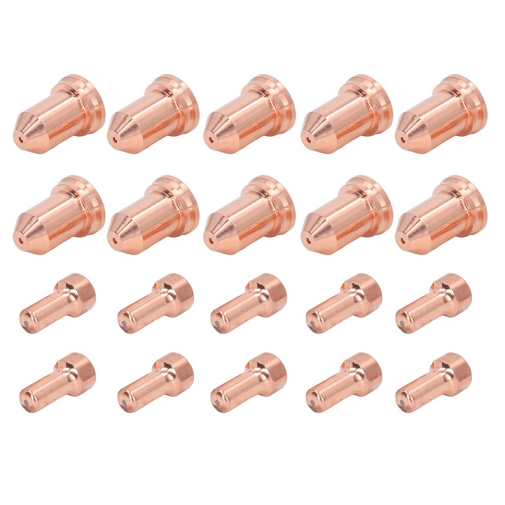20Pcs Plasma Cutting Torch Nozzles Electrodes Brass Strong High Temperature Resistant Nozzles Electrodes Set for PTM 80