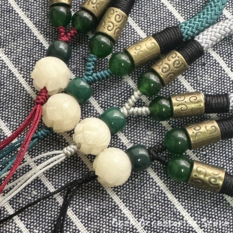 Chinese Style Braid Retro Mobile Phone Chain Women's Lanyard Short Pendant Hanging Decoration Finger Hanging Rope Straps