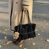 Womens Casual PU Leather Tote Bag Belt Buckle Detail Stitch Accent Large Capacity Minimalist Daily Bag for Commute Travel Everyday Use Durable