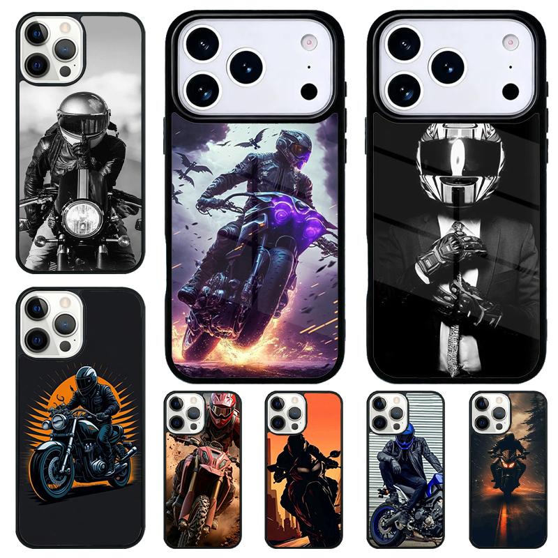 Motorcycle Man Shockproof Phone Case for iPhone 17 Air 16e 15 11 12 14 13 Pro Max Cover Coque