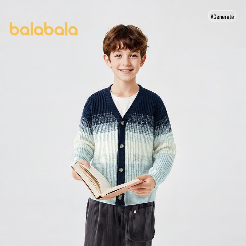 Balabala Boys' V-Neck Knitted Cardigan