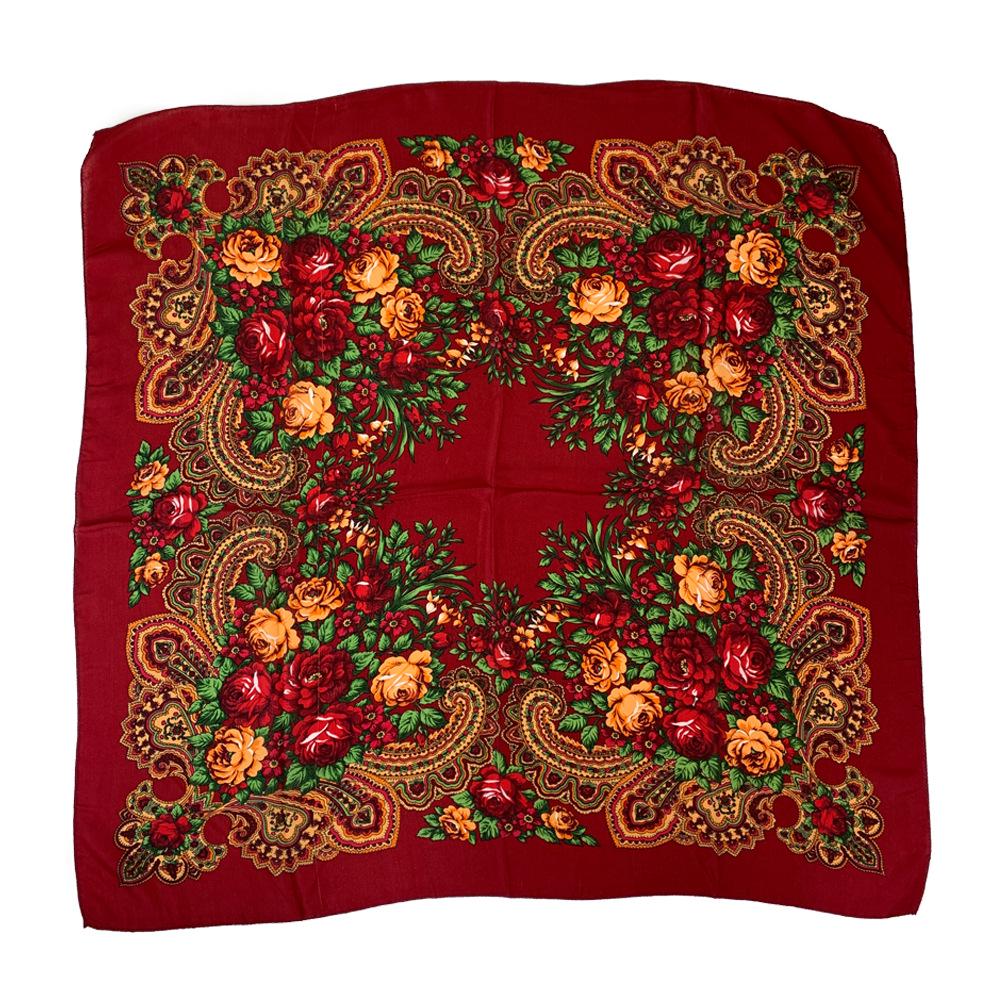 Yunnan Floral Headscarf for Elderly Women, Russian Ethnic Style, Lightweight, Ideal for Work