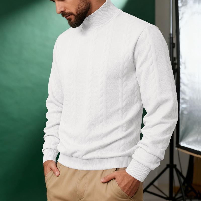 Men's Heavyweight American Style Cable Knit High Neck Winter Hoodie