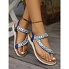 Sandals Women's Fashion Casual Flat Small Wedge Rhinestone Chain Handmade Women's Sandals