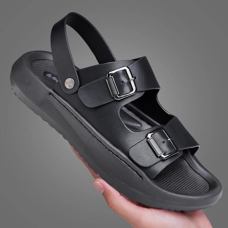 Fashion New Men Flats Summer Mens Sandals Fashion Men Sneakers Outdoor Thick Soled Non-slip Male Beach Sandals Handmade Leather Sandals
