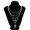 European and American Cross Necklace Men's High Sense Hip-hop Fashion Sun Pendant Crystal Collarbone Chain Jewelry