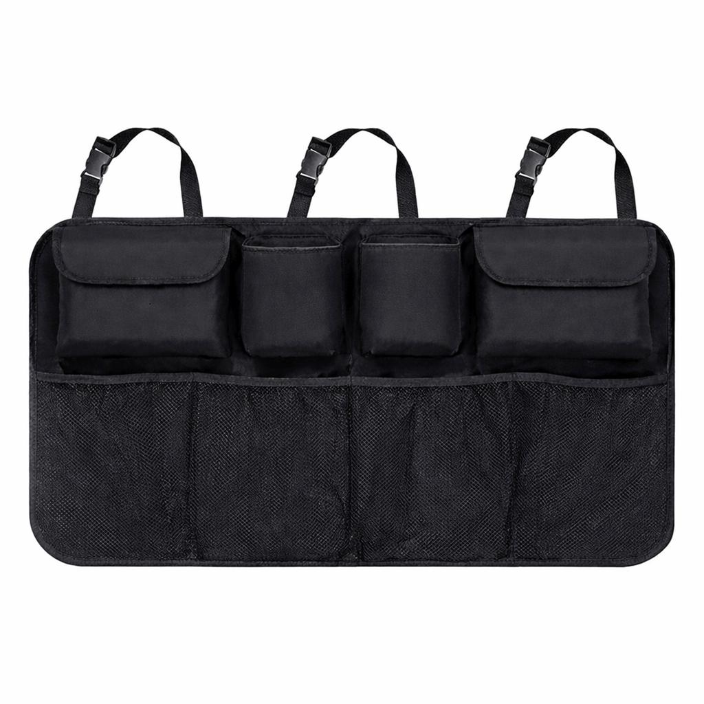 Large car organizer for the back of the rear seat in the trunk - black