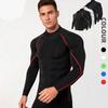 Heren Fitness Shirts Hoge Kraag Sneldrogend Compressie Lange Mouwen T‑Shirt Strakke Sport Top Voor Hardlopen Training Tops