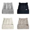 Windproof Knitted Pullover Hat Wool Women Beanie Hats Cute Cat Ears Hat  Female