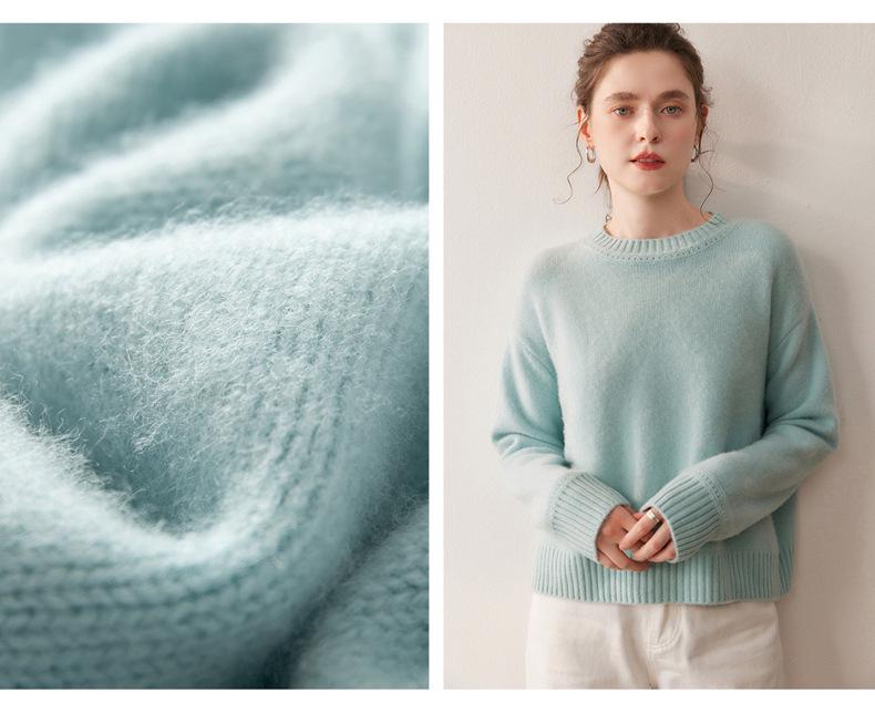 Women's Thickened Cashmere Loose Knit Sweater with Vertical Stripes and Hollow Round Neck - Autumn/Winter 2025 Collection