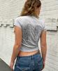 T-shirt Seobdyudeu con Ali di Paillettes (Grigio Perla Melange)