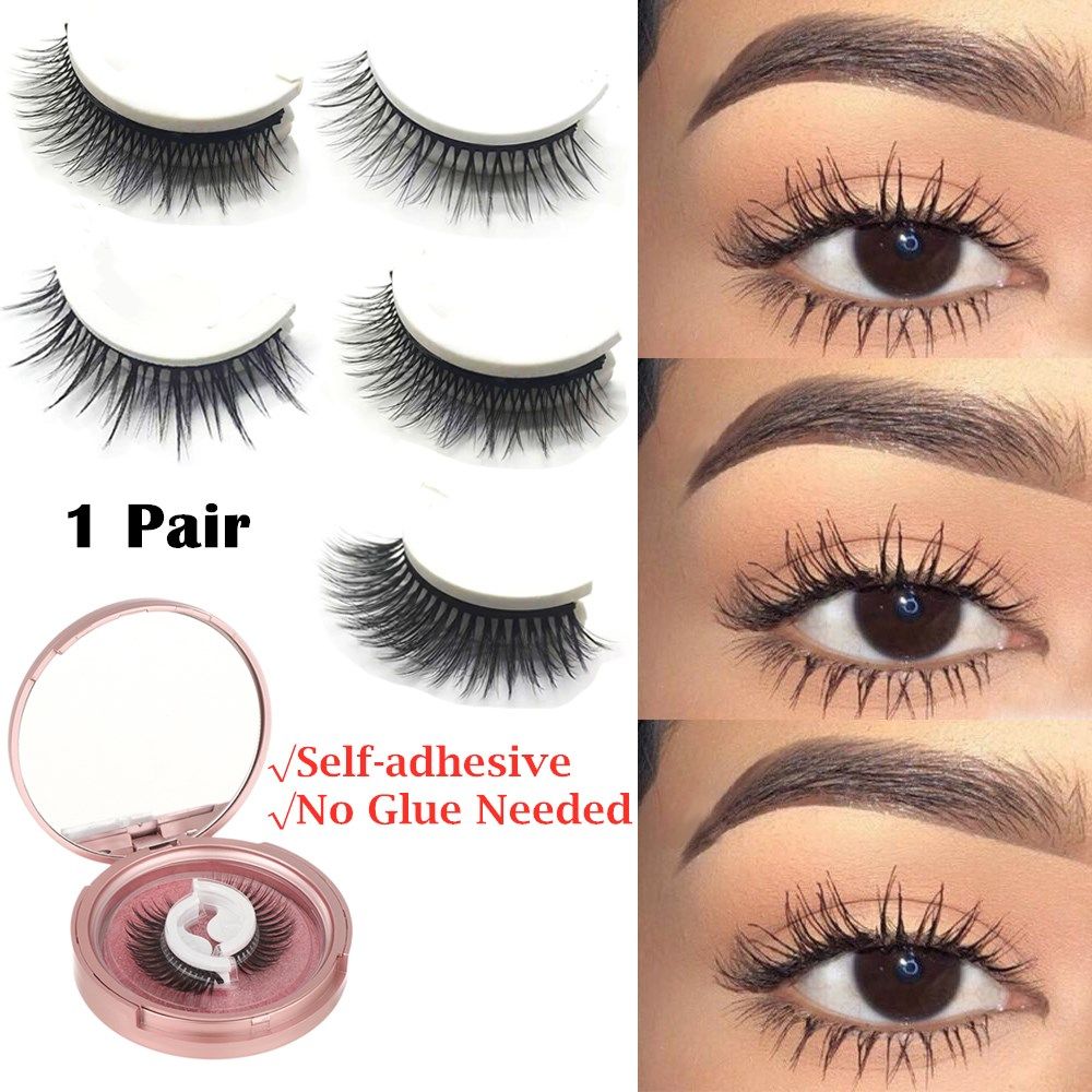 Buy Curly Reusable Fake Eyelashes 3D Faux Mink Selfadhesive False