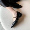 Fashion 2025 New Retro Pointed Toe Mary Jane Oes Women's Low Heel Bule Strap Slip-On Faionable Korean  Flat  Rubber Sole