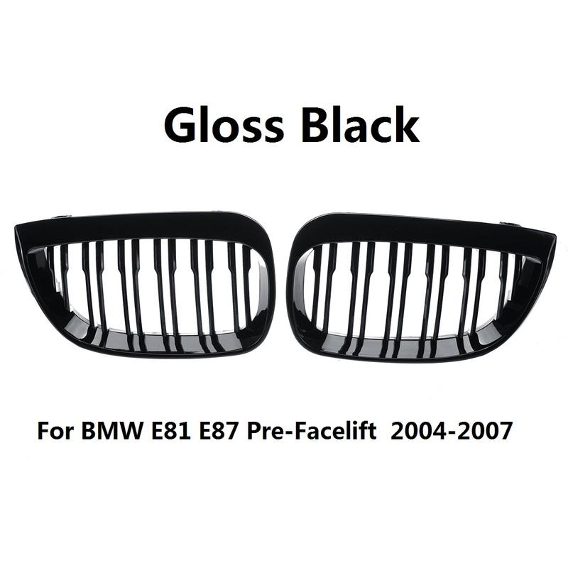 Do BMW E81 E87 120d 120i 130i Przed liftingiem 2004-2007 Błyszcząca Czarna Podwójna Listwa Grill Samochodu Przedni Grill Nerki Grill Wyścigowy