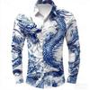 multicolour Dragon Men's Long Sleeve Shirt Button Fashion Casual Shirt Vacation Everyday Spring Lapel 3D Printed Men's Clothing