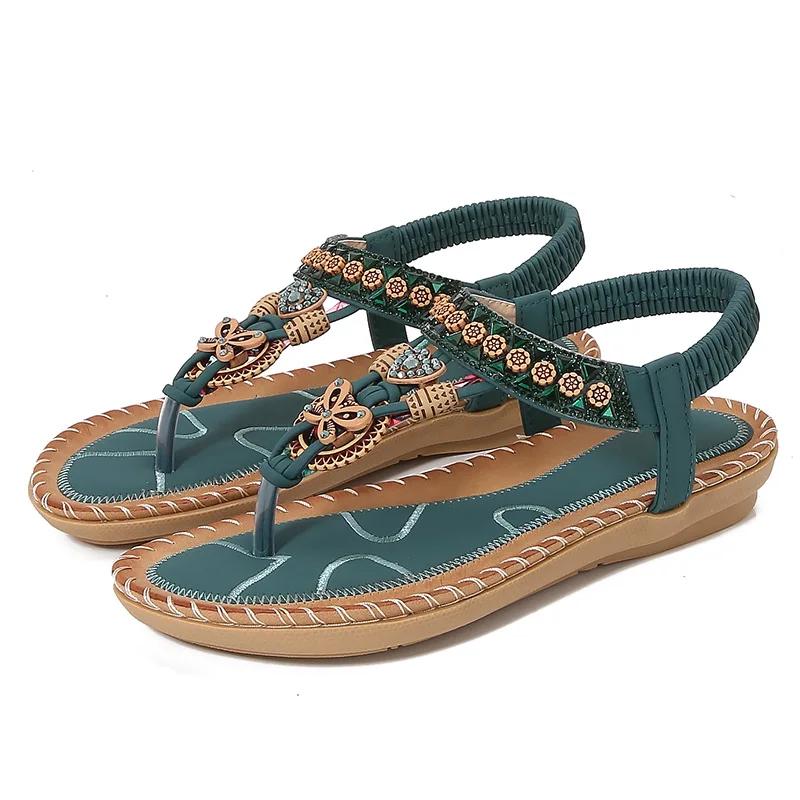 Women Sandals Plus Size 36-43 Shoes for Women 2026 Summer Fashion Rhinestone Platform Flats Comfortable Sandalias De Mujer