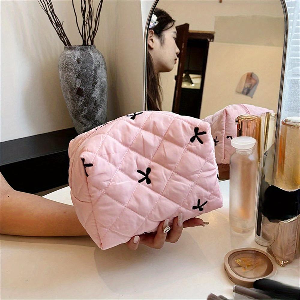 Ladies' Bow Makeup Bag for Bowknot Travel Cosmetic Bags Large Capacity Handheld Makeup Toiletry Storage Bag