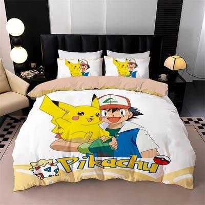 3D Printed Pikachu Bedding SetAnime Gengar P-Pokemon Ash Ketchum Quilt Duvet Pillowcase Duvet Cover Girls Boys Holiday Gifts