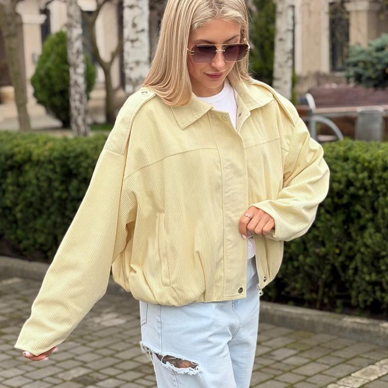 Womens Vintage French Style Long Sleeve Jacket 2026 Fall Casual Workwear Relaxed Fit Zip Up Cardigan Outerwear