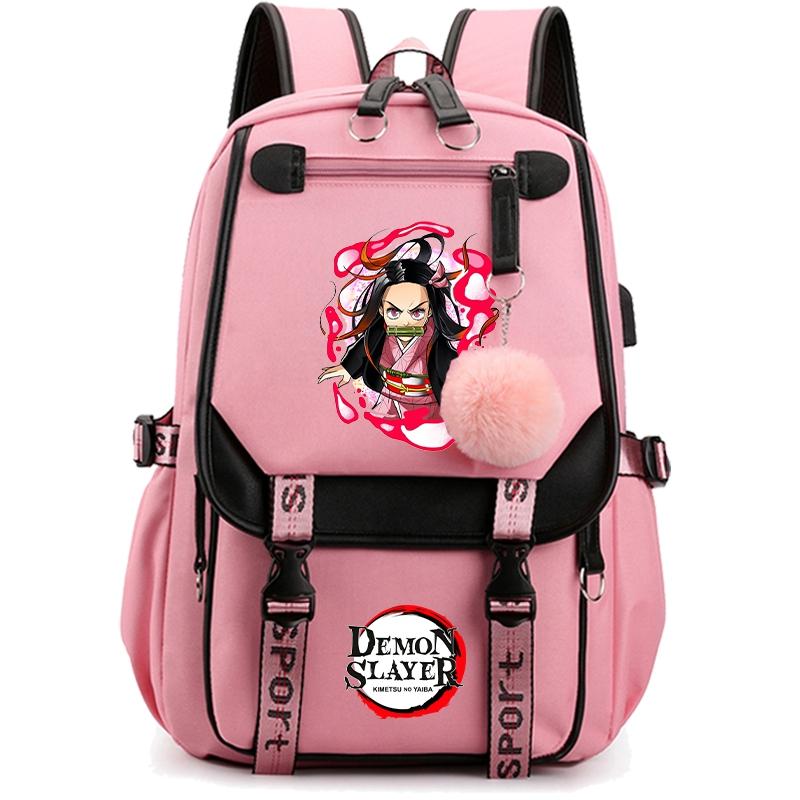 Anime Demon Slayer Backpack for Women Canvas Laptop Bag Back To Schoolbag for Teenager Girl Boy Schoolbag Men Women Travel Bag