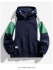 Herren Colorblock Kapuzenjacke - Winddicht, Warm, Lässiger Arbeitskleidungsstil für Frühling & Herbst