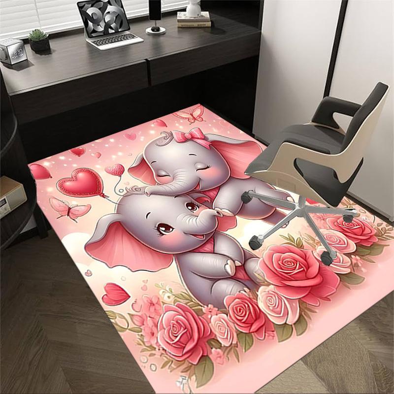 

1PC Elephant Flowers Non-Slip Floor Carpet Compatible for Office&Living Room&Bedroom&Dining room - Soft & Pattern, Vibrant Colors-H0356 60cm by 90cm