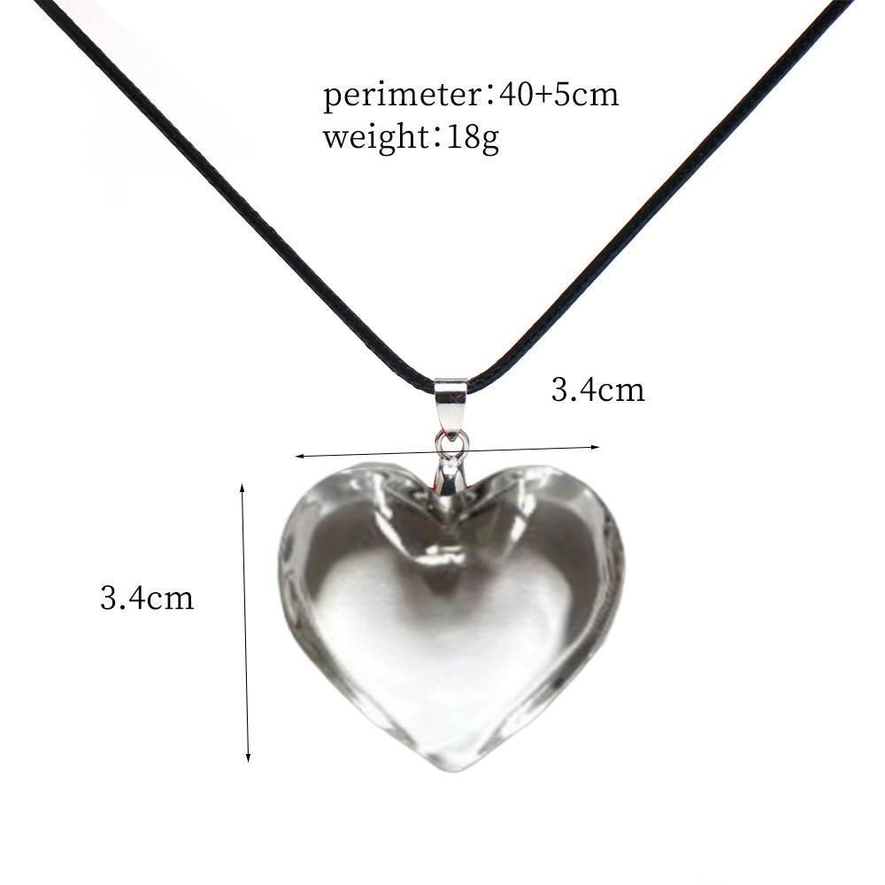 Creative Simple Transparent Heart-shaped Pendant Black Wax Thread Necklace for Women Men Friend Personality Trendy Jewelry Gifts