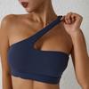 Nude Feel Sports Underwear One Shoulder Yoga Bra Removable Sports Beauty Back Bra Fitness Sports Outer Wear Sloping Shoulder