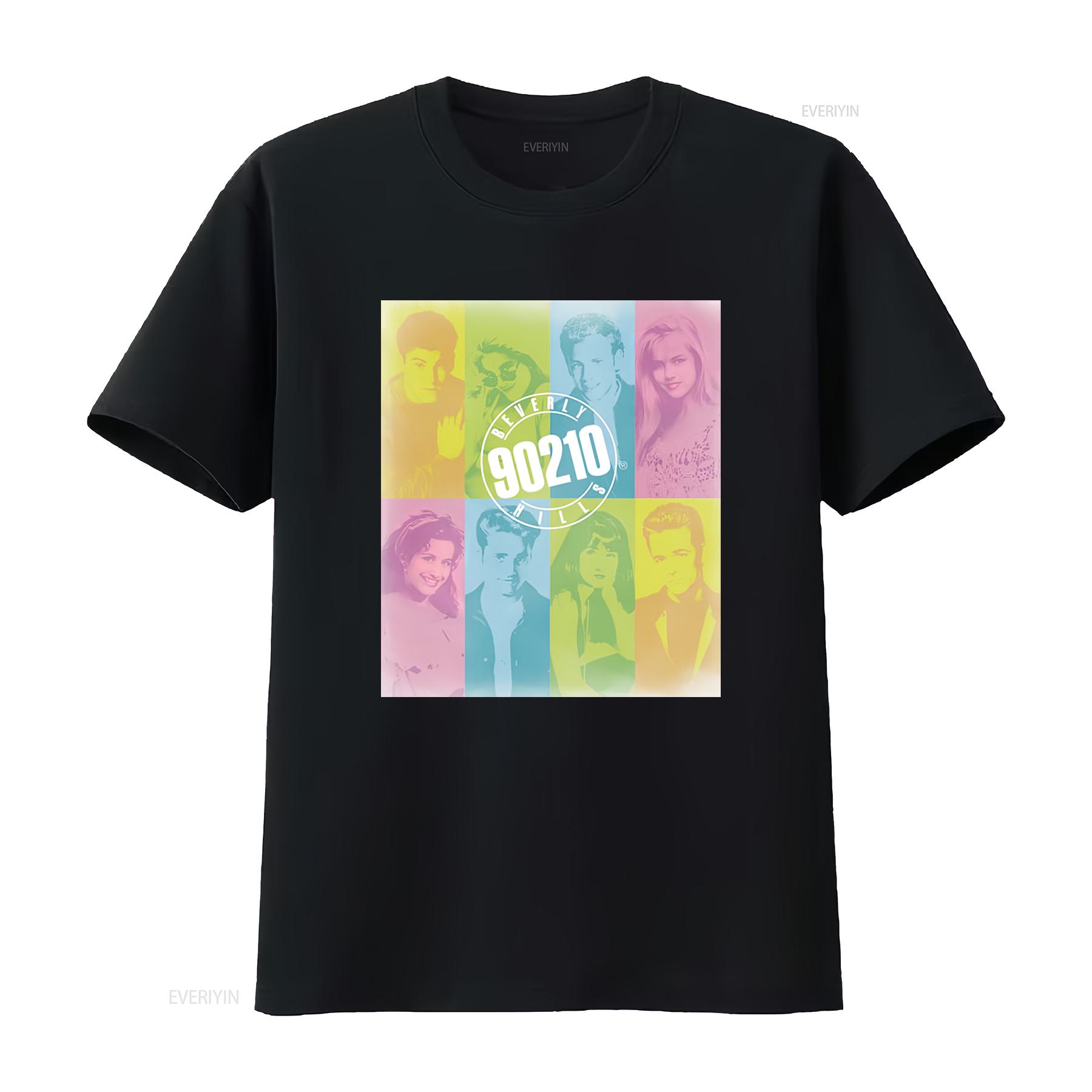 

Beverly Hills 90210 Cast Color Block T Shirt for Retro TV Show Fans White vintage Washed Soft Breathable Slightly graphic 4XL
