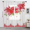 2PCS Christmas Poinsettia Sheer Curtains