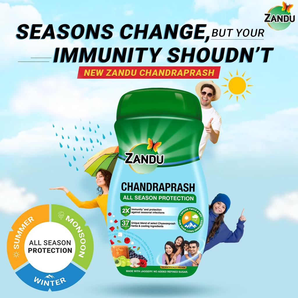 Zandu Chandraprash 900g Pack of 1 | All-Season Immunity Booster Chyawanprash with 37 Herbs & Jaggery Sweetened