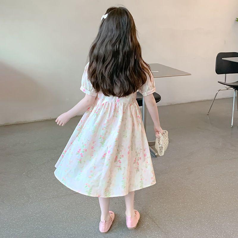 Girls Summer Floral French Full Swing Dress for Big Kids
