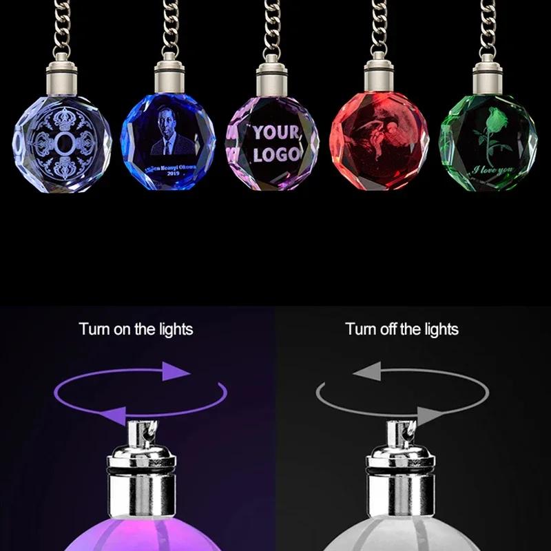 1PCS Free Personalized Gift Glow Keychain Gift with LED Light Love Family Holiday Commemorative Pendant Photo Keyring