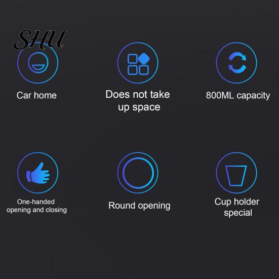 Durable And Waterproof Trash Can One-Handed Car Bin Convenient Compact Space-Saving Garbage One-handed Closing for Vehicle Interior Ideal Cup Holders